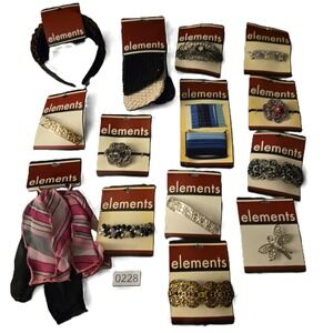 Vintage ELEMENTS Hair Accessories- Clips Hair Ties and Headbands NEW IN PACKAGE
